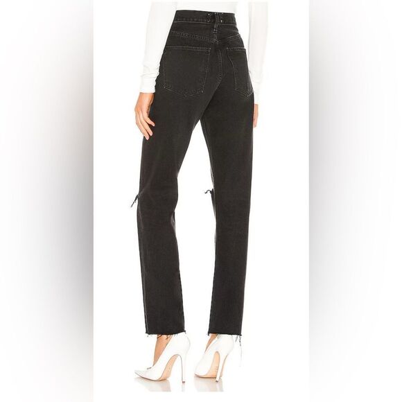 AGOLDE Cherie High Rise Straight Jeans with distressing ripped knees. 29 - Picture 3 of 4